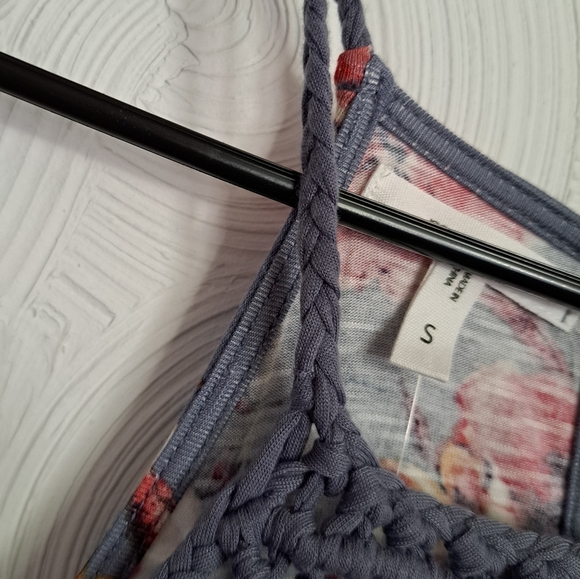NWT Maurices Braided Spaghetti Strap Floral Faded Blue Tank With Woven Bodice-SM - Picture 11 of 11